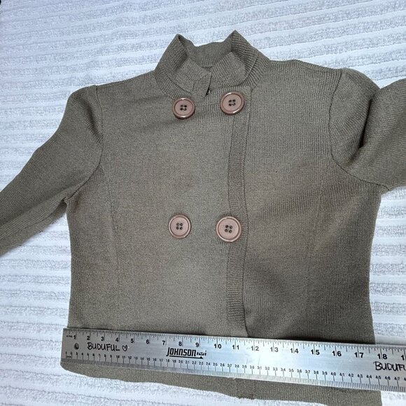 Vintage Don Sayres for Wellmore Double Breasted Knit Cardigan Sweater Sz 8 Brown - Picture 7 of 8